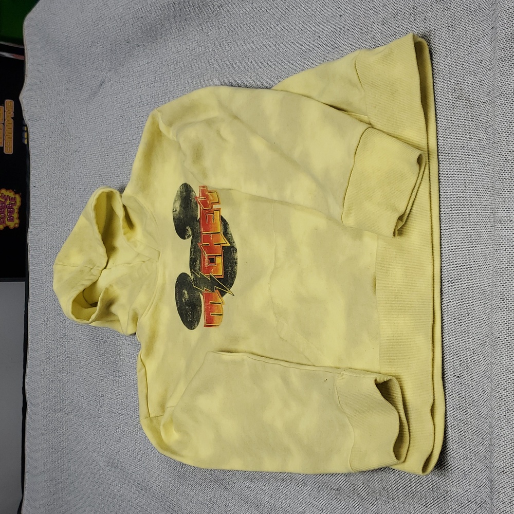 Rock n Roll Mickey Mouse Youth Yellow Marbled Graphic Hooded Sweatshirt Size XL
